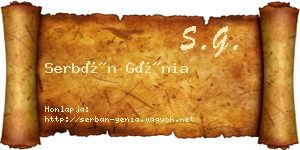 Serbán Génia névjegykártya